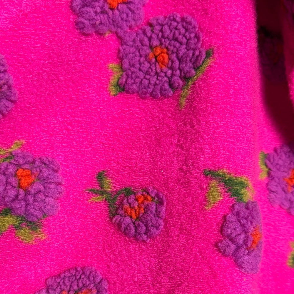 ivy jane Hot Pink Floral Teddy Jacket with Purple Embroidery woman’s size M - Picture 5 of 11